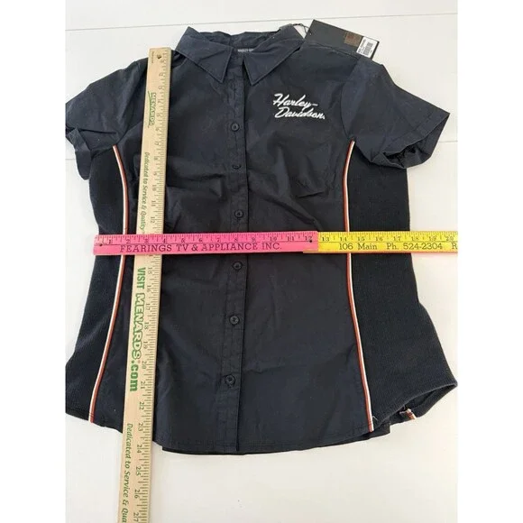 Harley Davidson Women's Short Sleeve Button Up Mechanic Style Shirt L 99023-23VW - Picture 7 of 13